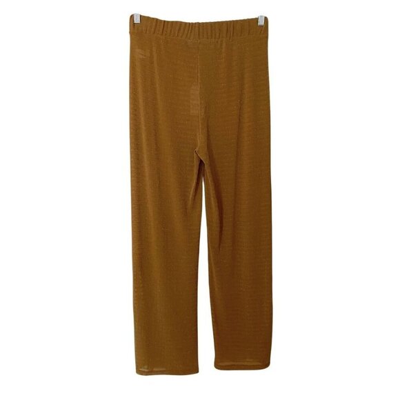 NWT EVERYDAY SUNDAY SHIMMERY GOLD SHEER STRIPED WIDE LEG COVER UP TROUSERS PANT - Picture 4 of 11